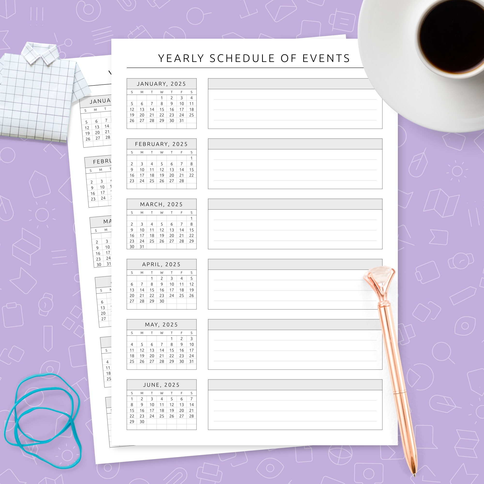 Yearly Event Schedule Template Template - Printable PDF