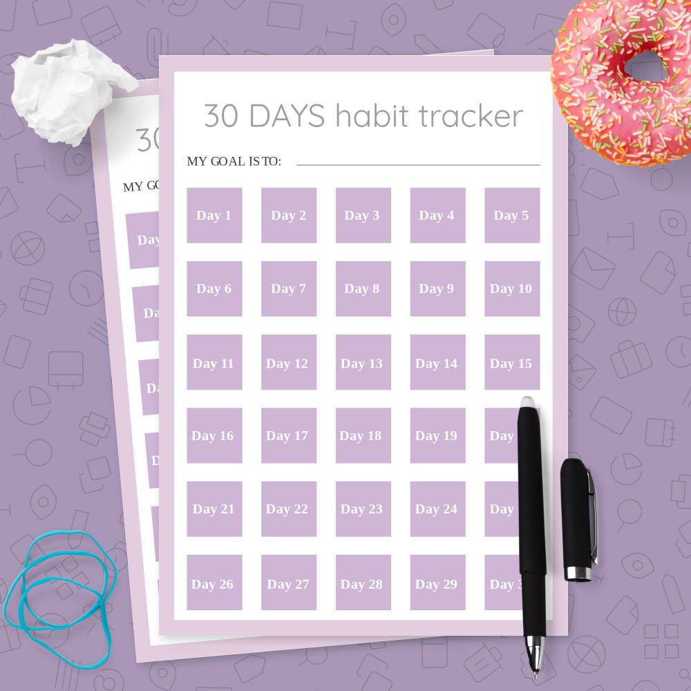 Download Printable 30 Days Habit Tracker Template Template