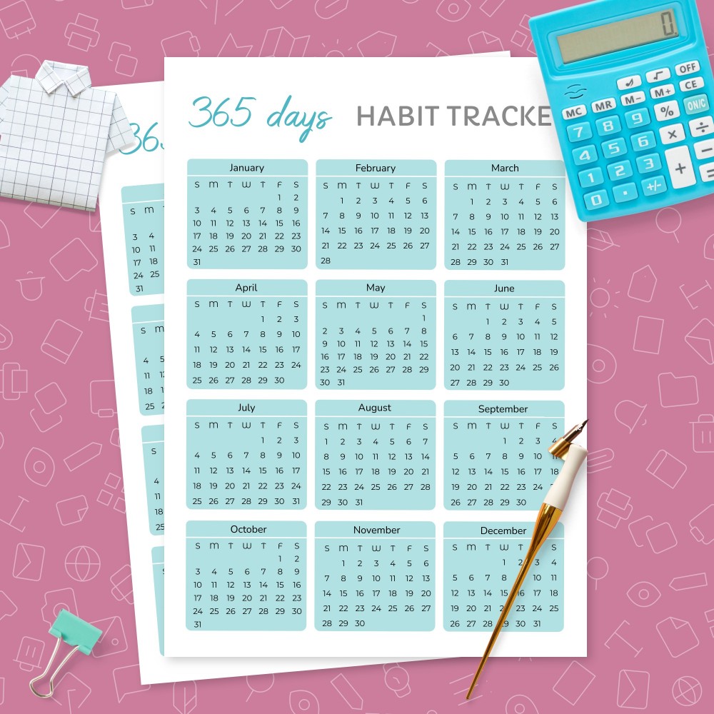 Download Printable 365 Days Habit Tracker Template Template