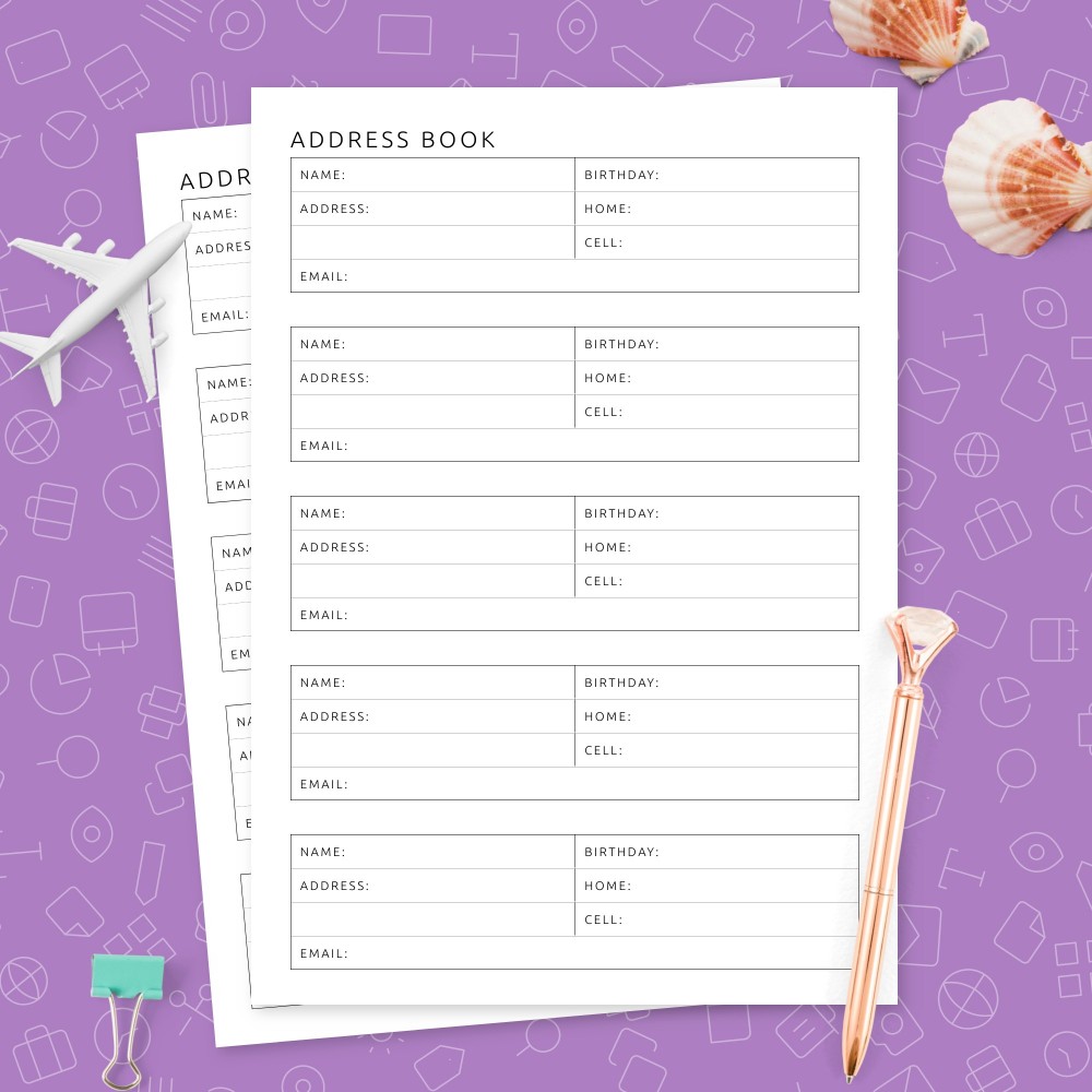 Printable Address Book Template