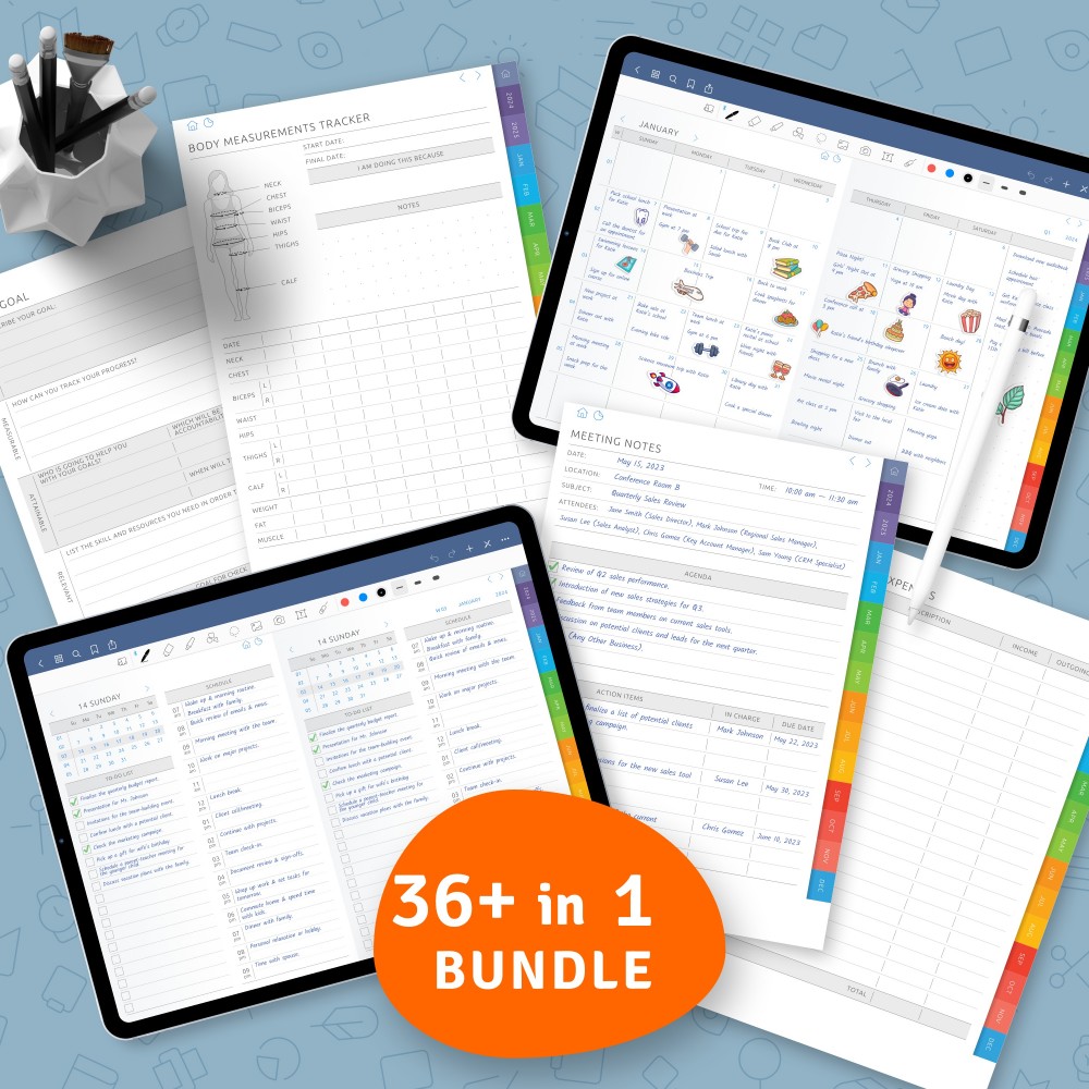 Download All in One Samsung Notes Planners Pack for GoodNotes, Notability