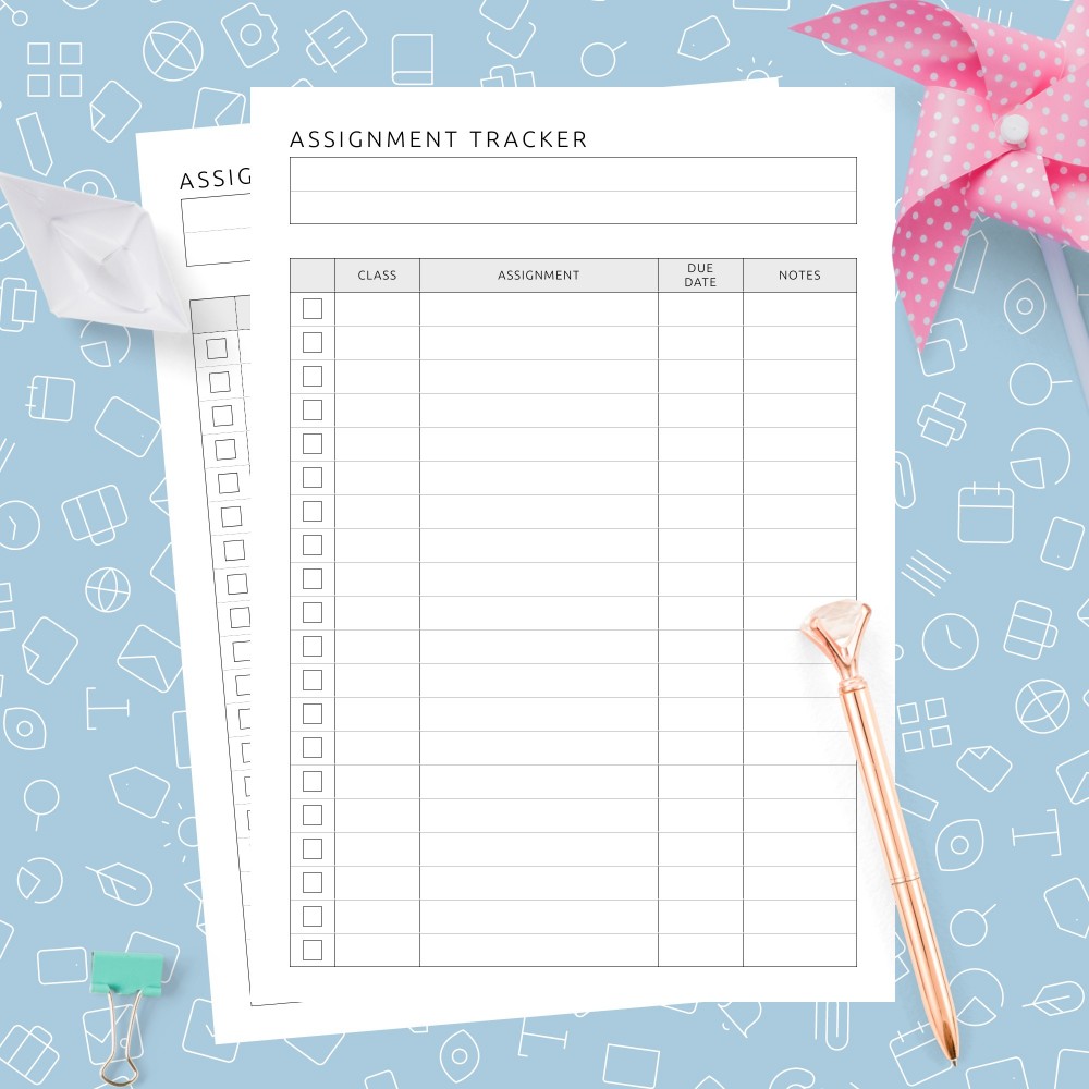 Download Printable Assignment Tracker Template Template