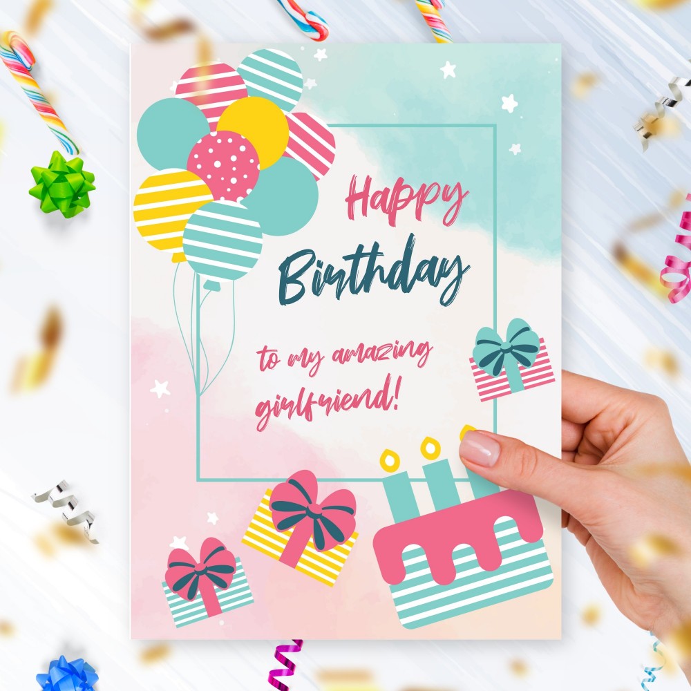 Customize and Download Birthday Card For Girlfriend - Handmade Style