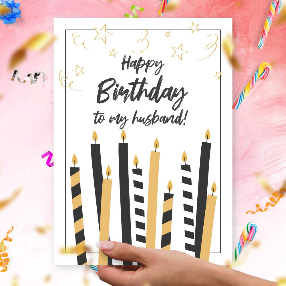 Customize and Download Birthday Card For Husband - Candle Style