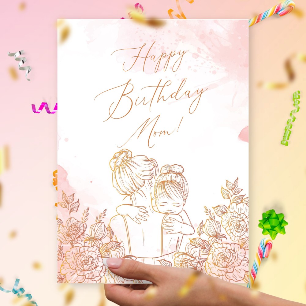 Printable Birthday Card For Mom With Peony Template Editable Online