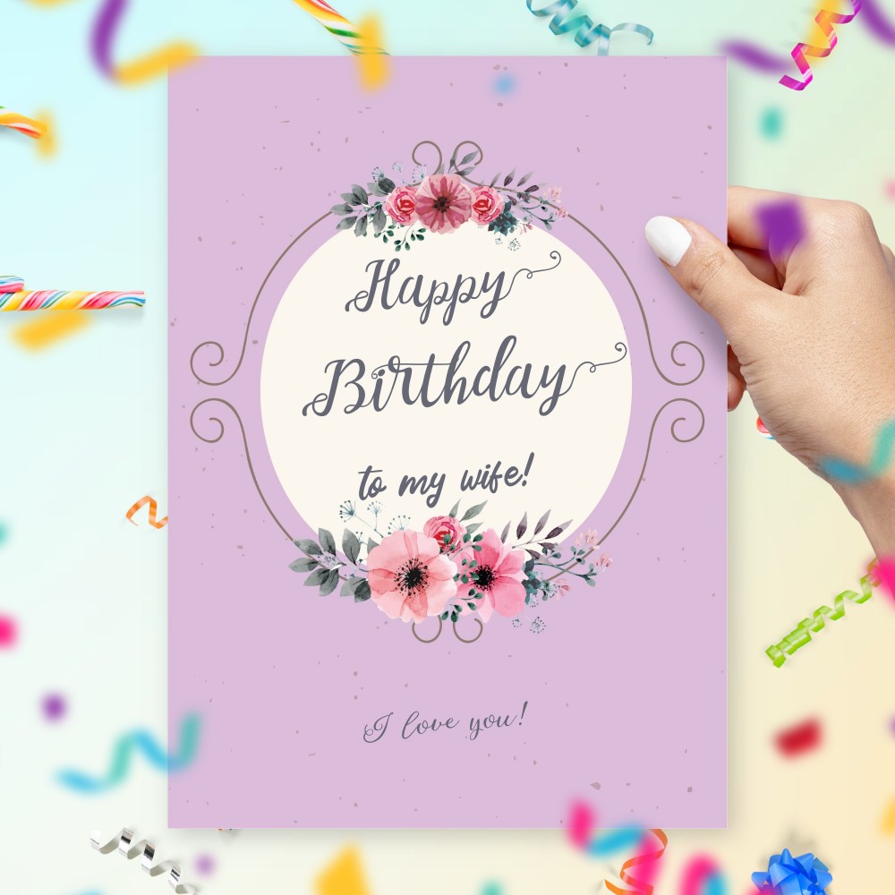 Customize and Download Birthday Card For Wife - Classic Retro Style