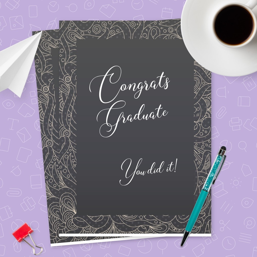 Customize and Download Black Vintage Graduation Card