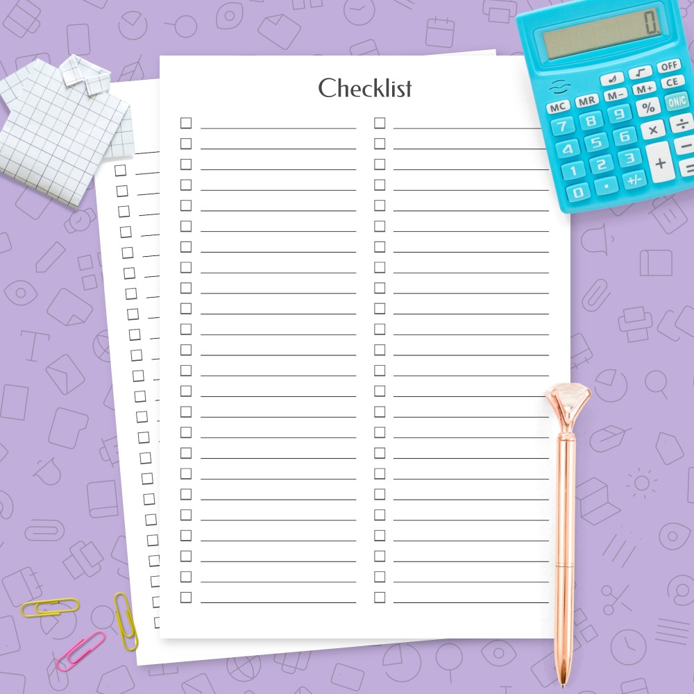 Download Printable Blank Checklist Template Template