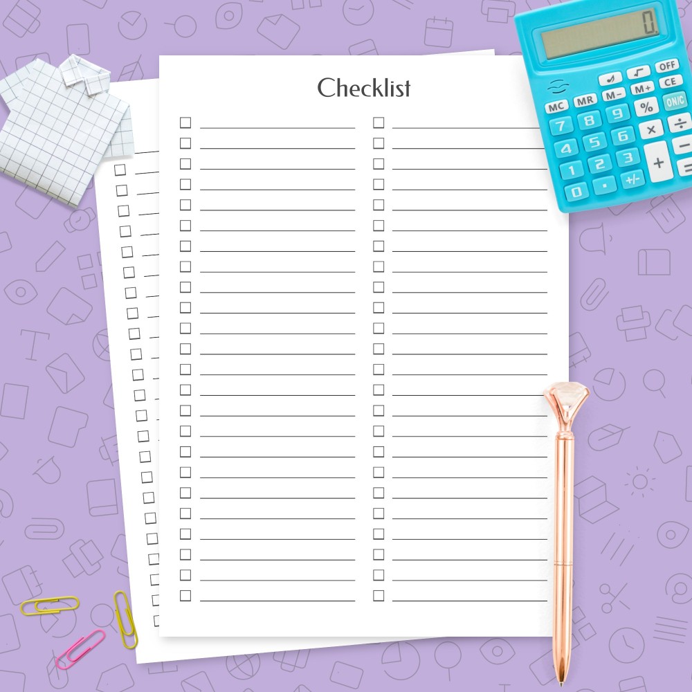 blank checklist template