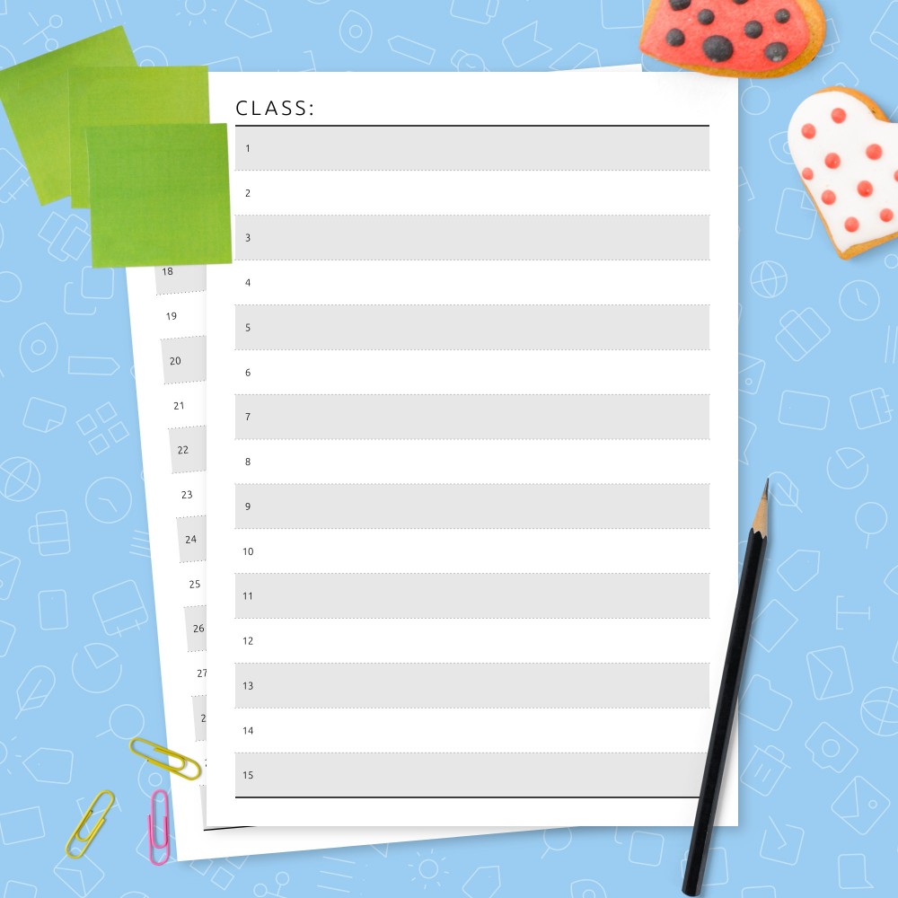 Download Printable Blank Class List Template Template