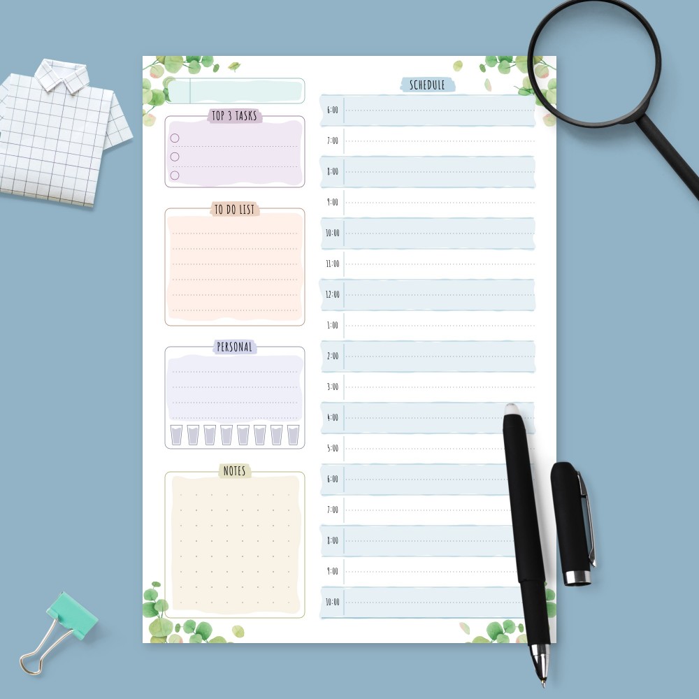 Download Printable Botanical Daily Planner Undated Template