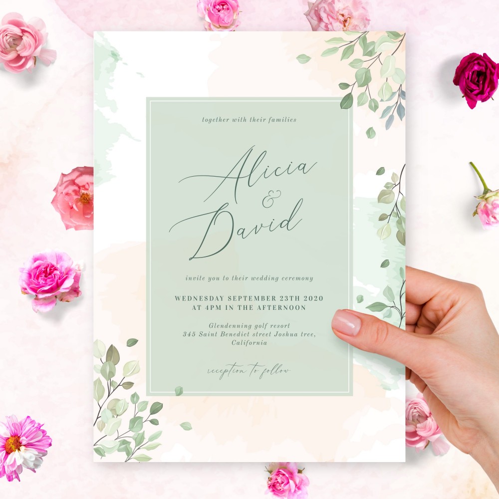 Customize and Download Botanical Destination Wedding Invitation