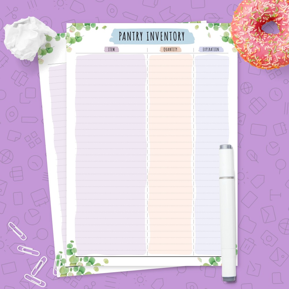 Download Printable Botanical Pantry Inventory Template