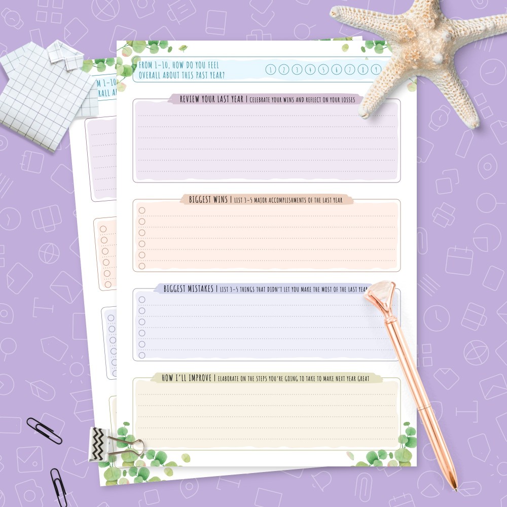 Download Printable Botanical Yearly Goals Performance Track Template
