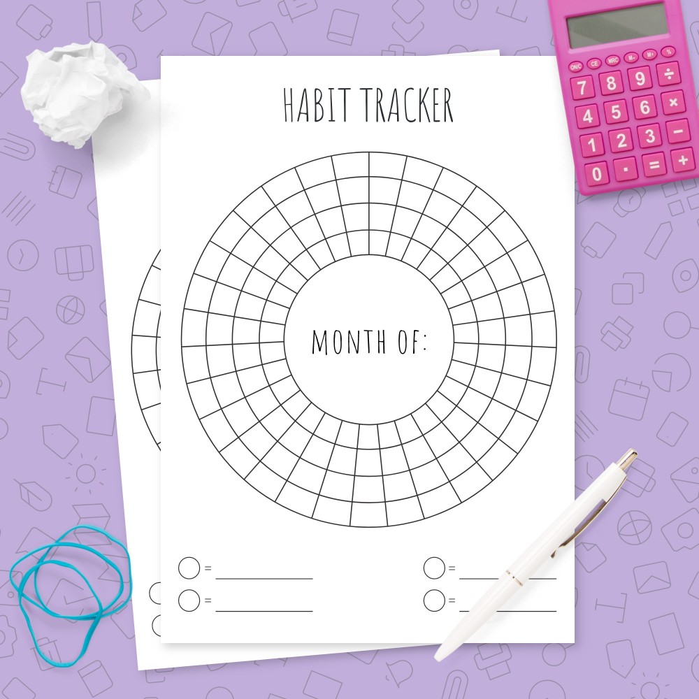 Download Printable Circular Monthly Habit Tracker Template Template