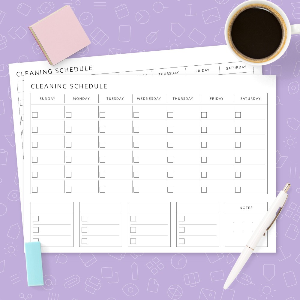 Cleaning Schedule Planner Template Template Printable PDF