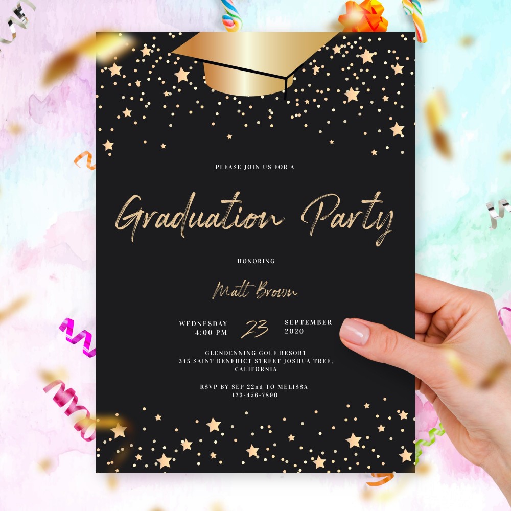 Customize and Download Cool Stars Graduation Party Invitation