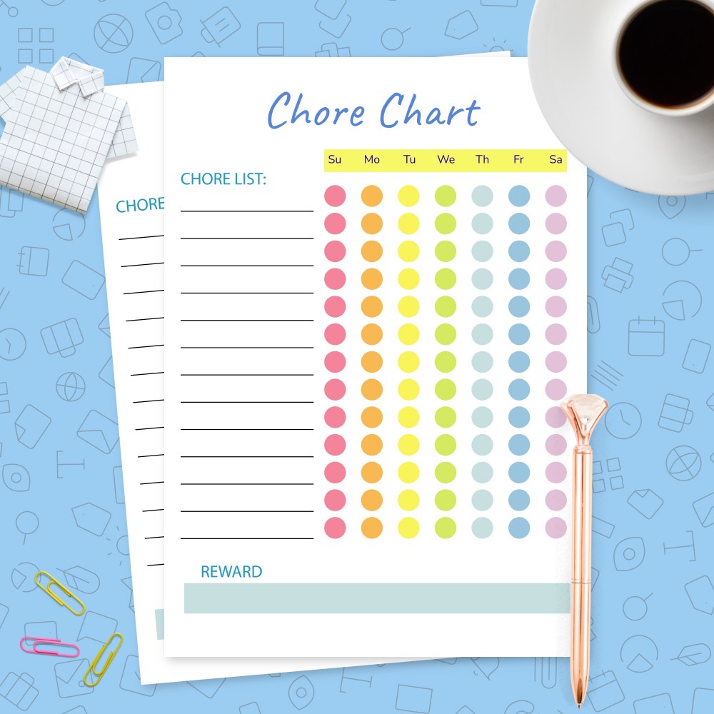 Download Printable Colored Weekly Chore Chart Template Template