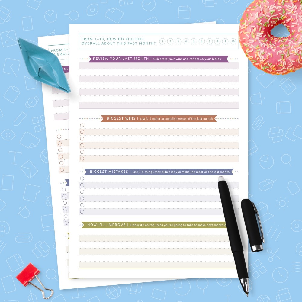 Download Printable Colorful Monthly Goals Performance Track Template