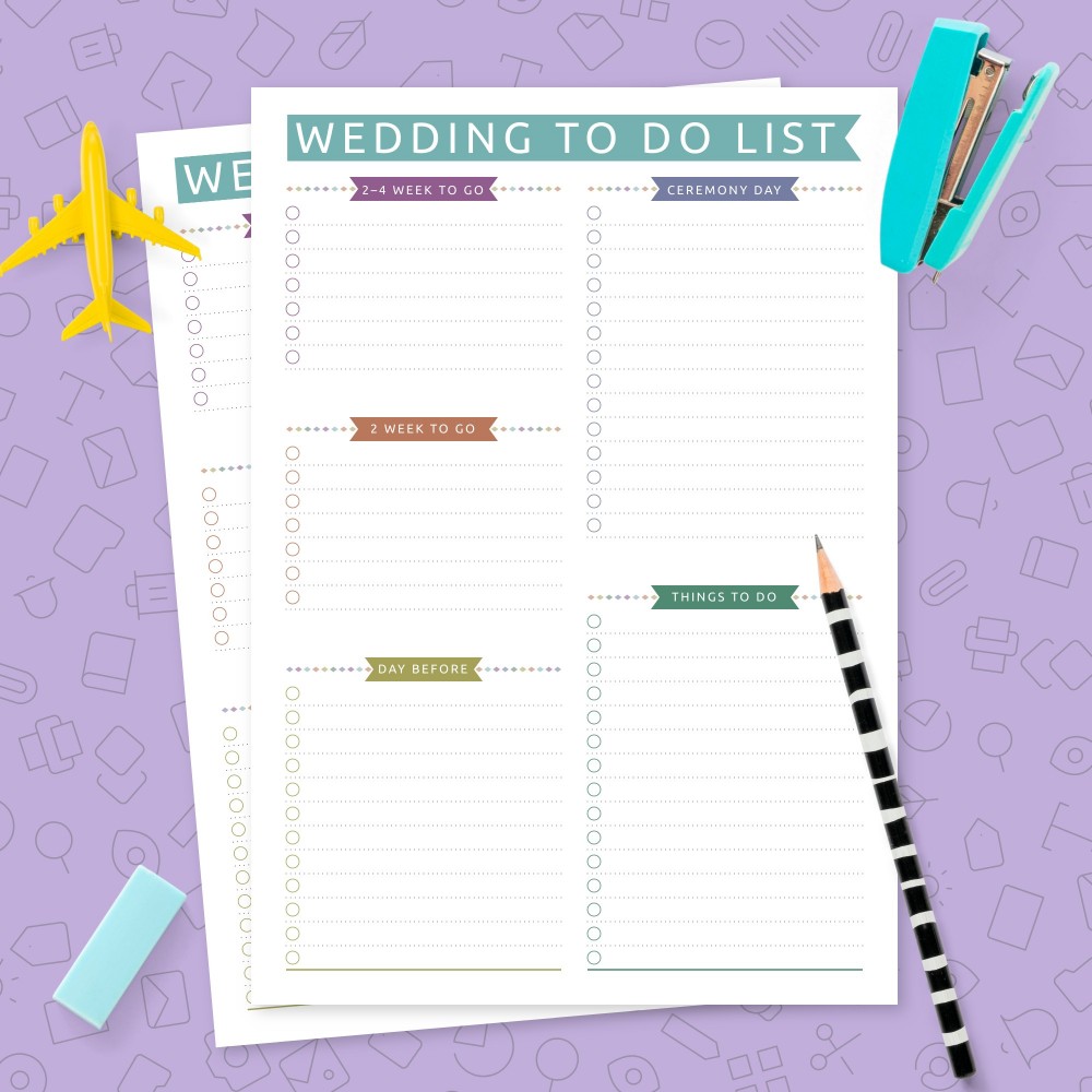 Download Printable Colorful Wedding To Do List Template Template
