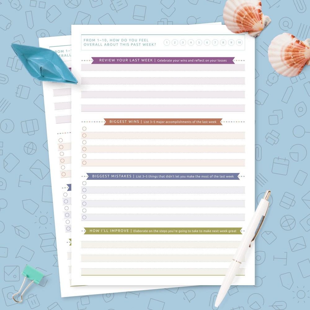 Download Printable Colorful Weekly Goals Performance Track Template