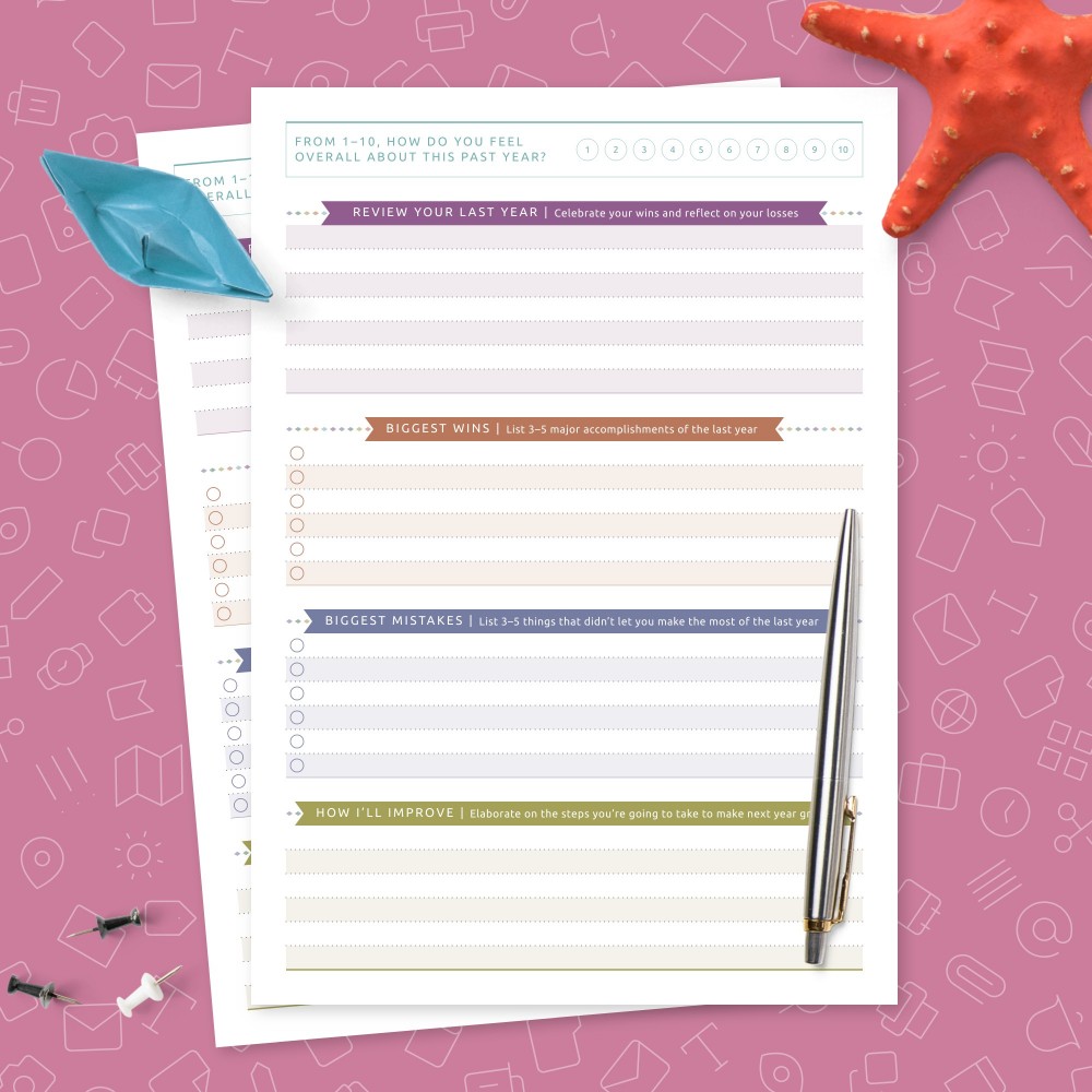 Download Printable Colorful Yearly Goals Performance Track Template