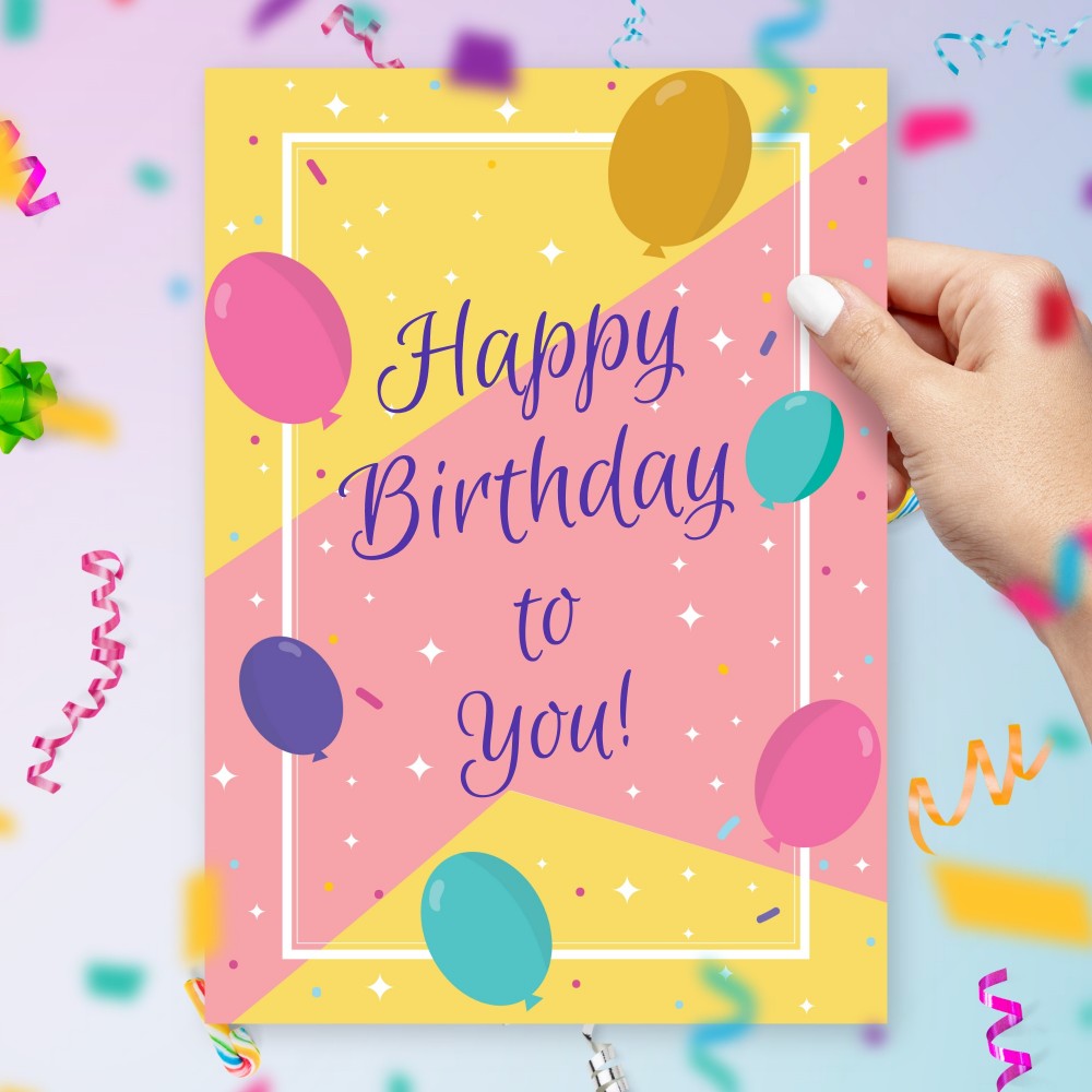 Customize and Download Confetti Balloons Birthday Card For Her