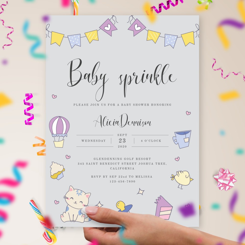 Customize and Download Cute Baby Sprinkle Invitation Card