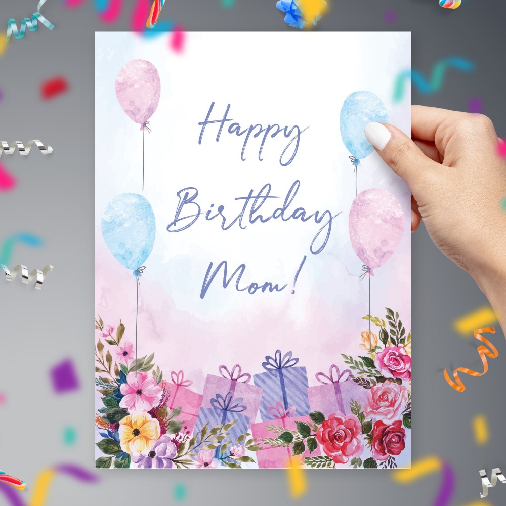 Customize and Download Cute Happy Birthday Mom Birthday Card - Homemade Style