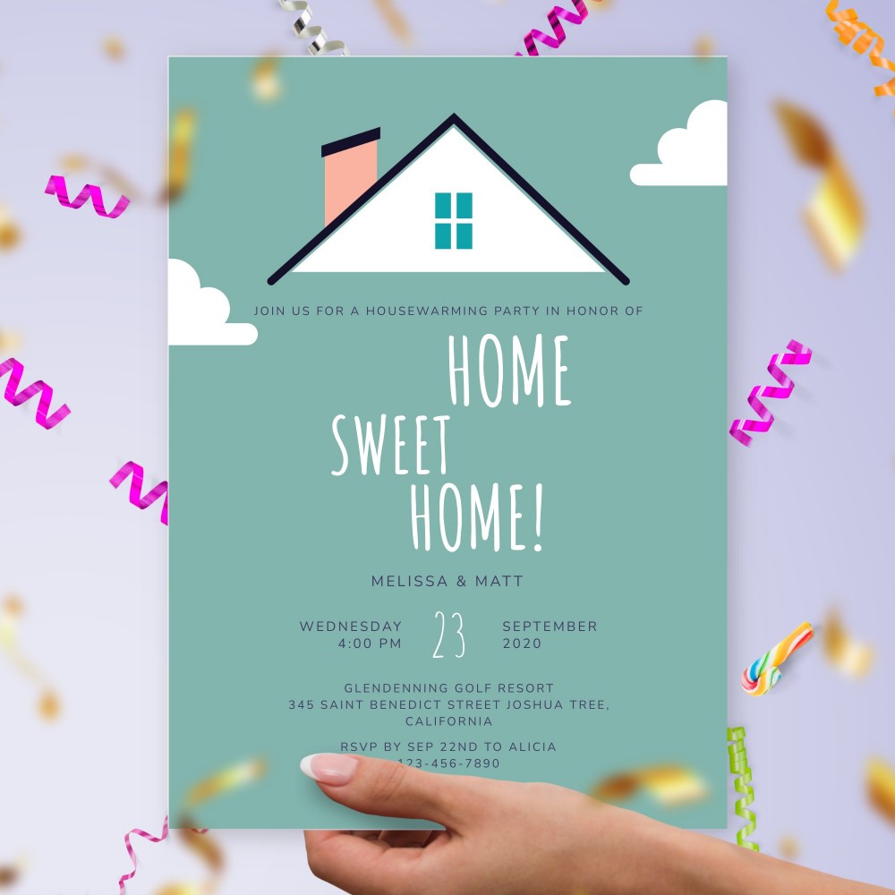 Customize and Download Cute Mint Housewarming Invitation