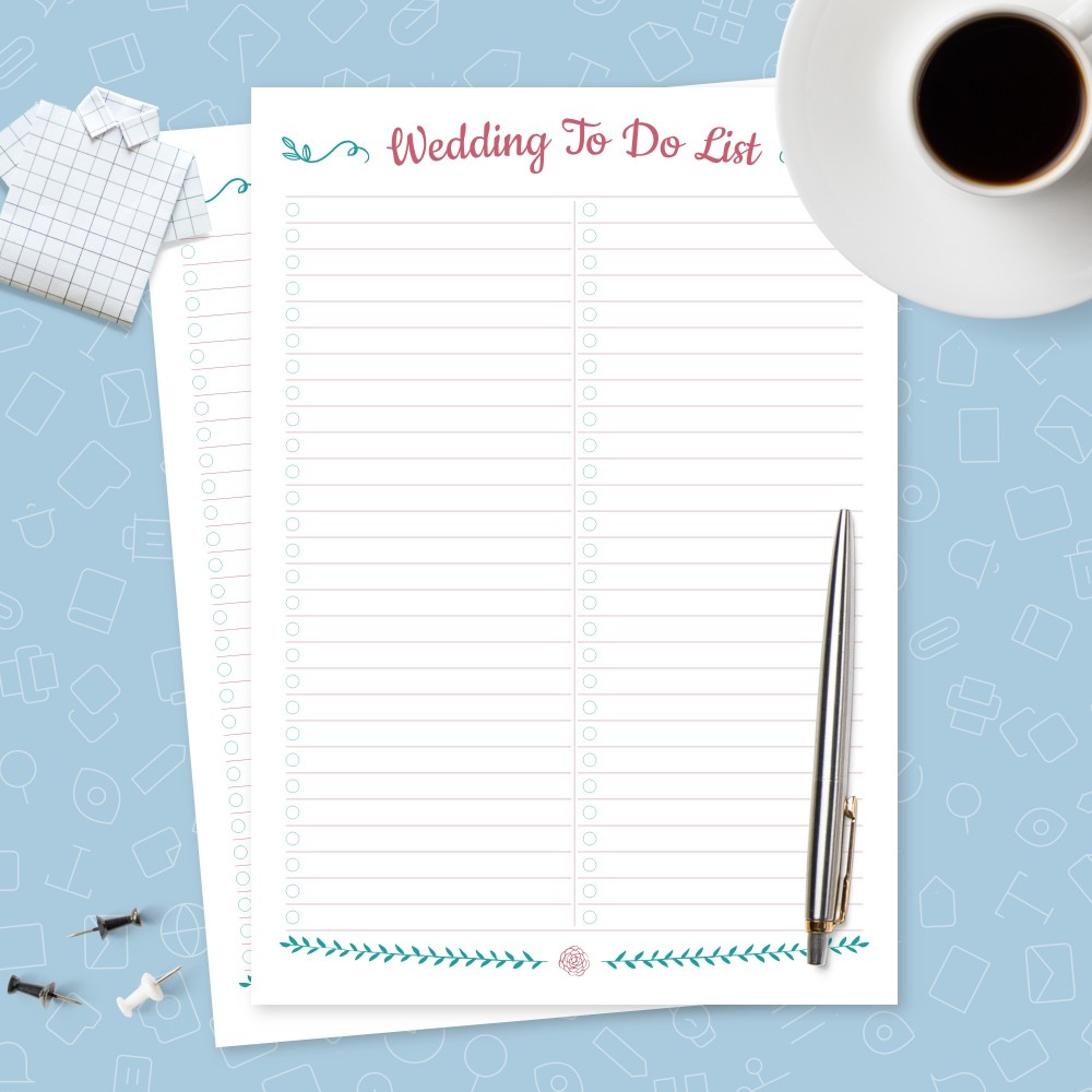 Download Printable Cute Wedding To Do List Template