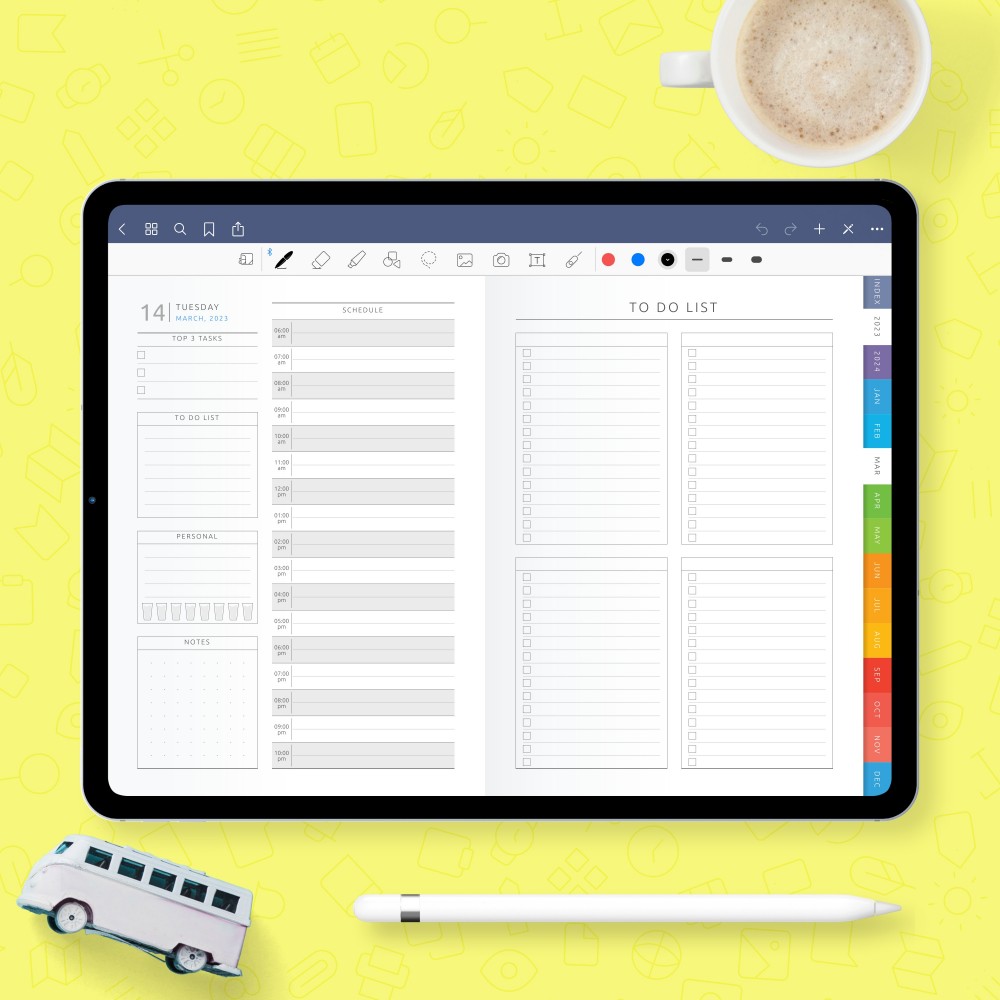 Download Daily Noteshelf Planner Template for GoodNotes, Notability