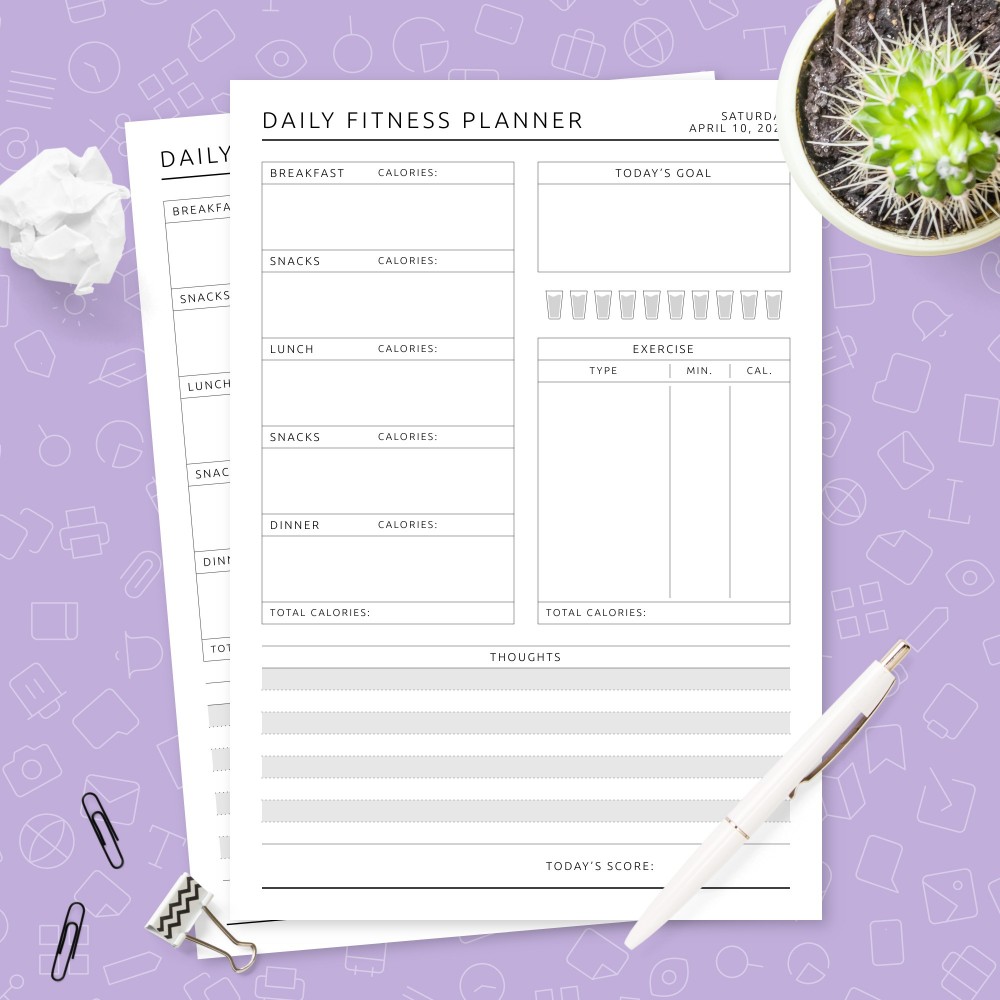 Download Printable Daily Fitness Planner Template Template