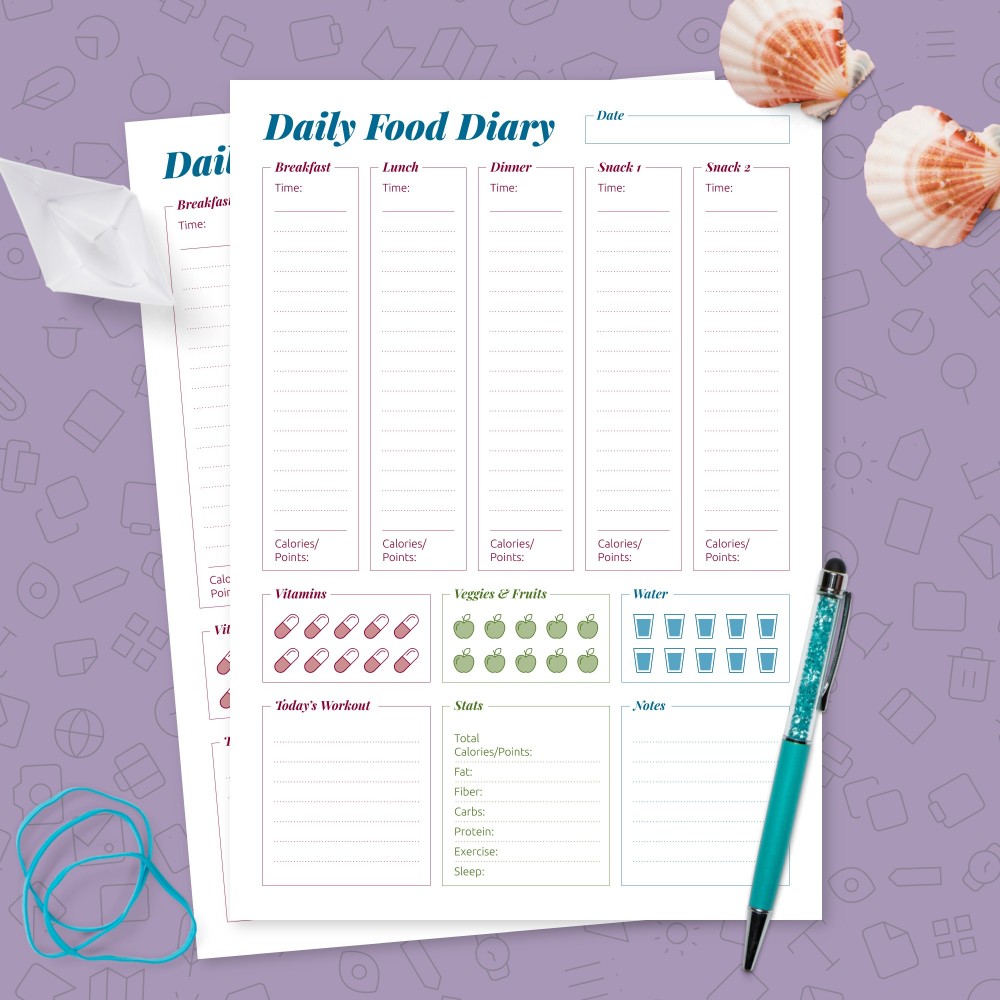 daily food intake chart template