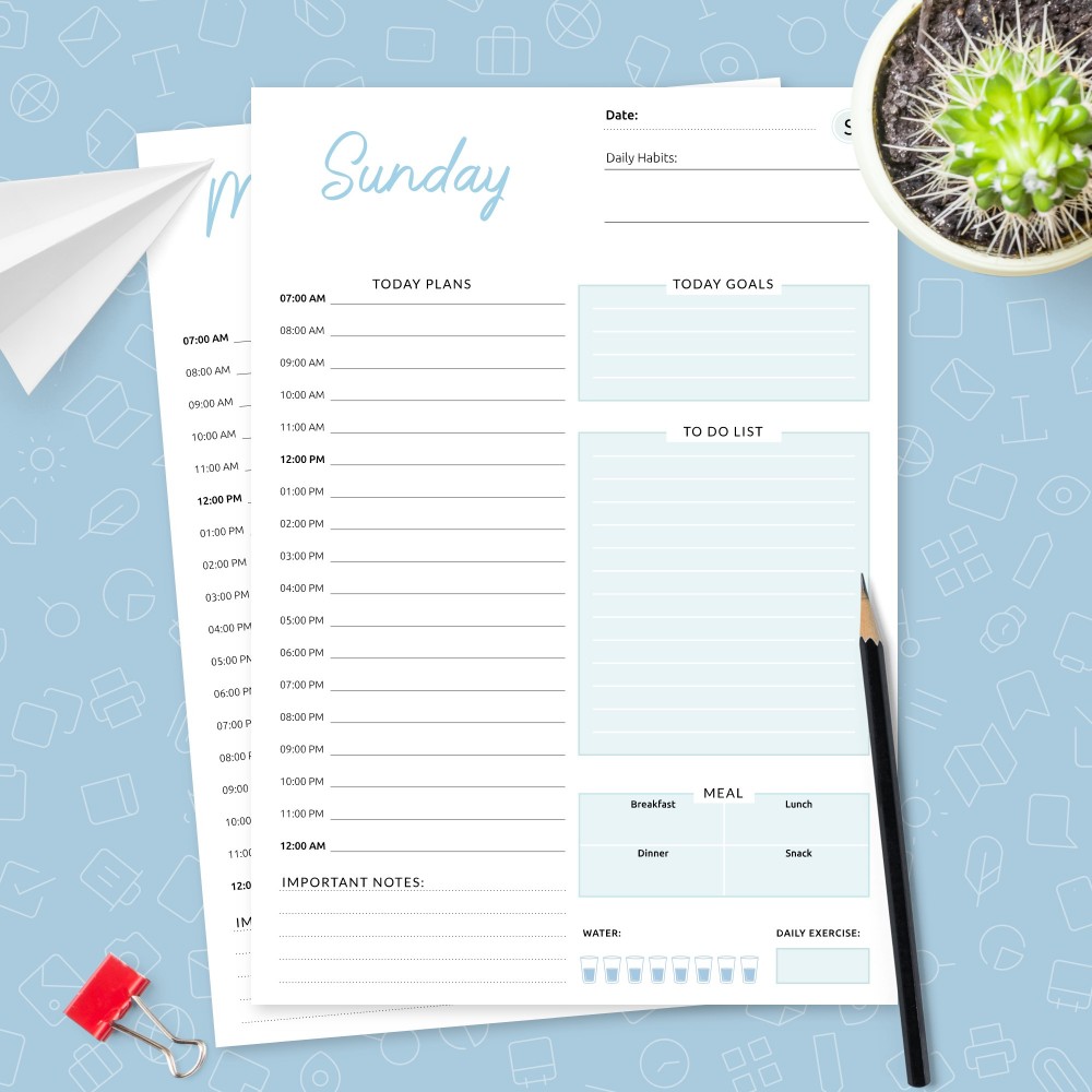 Daily Planner Printable, Half Hour Daily Planner, Day Planner, Productivity  Planner, Daily Schedule, Daily to Do List, Printable Planner 