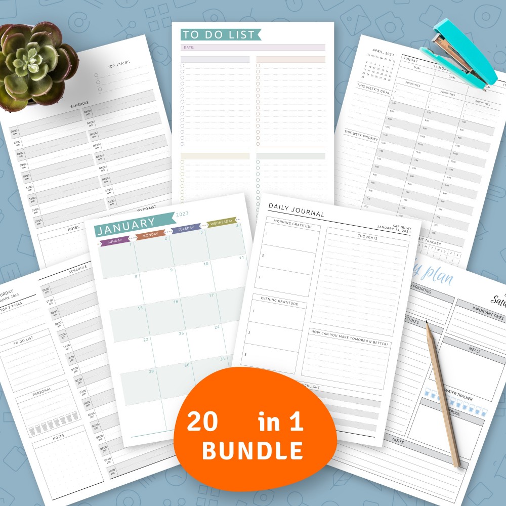 Download Printable Dated Daily Planner Templates Bundle Template