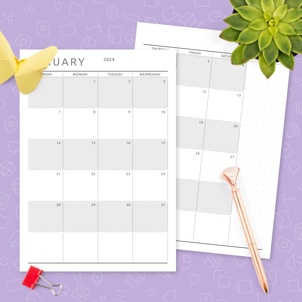Download Printable Dated Monthly Calendar Formal Design Template