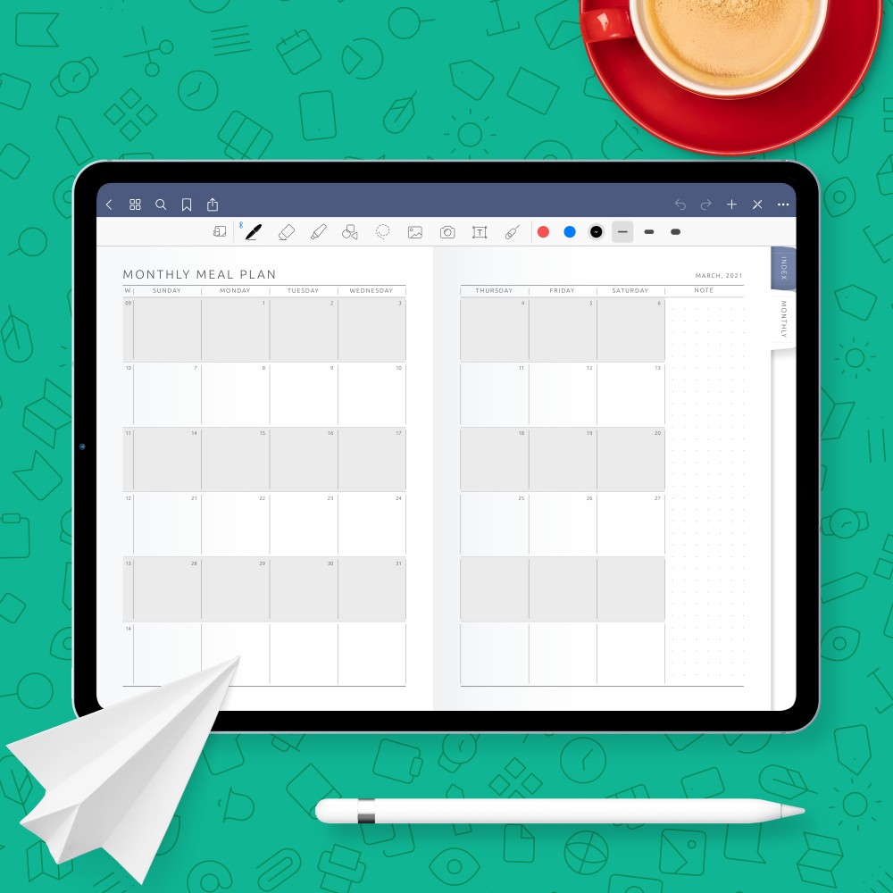 Download Digital Monthly Meal Planner for GoodNotes, Notability