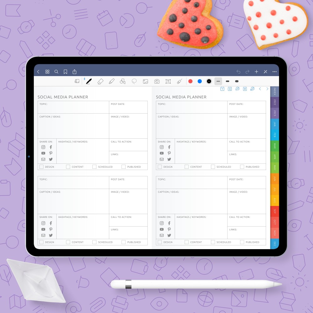 Download Digital Social Media Planner for GoodNotes, Notability