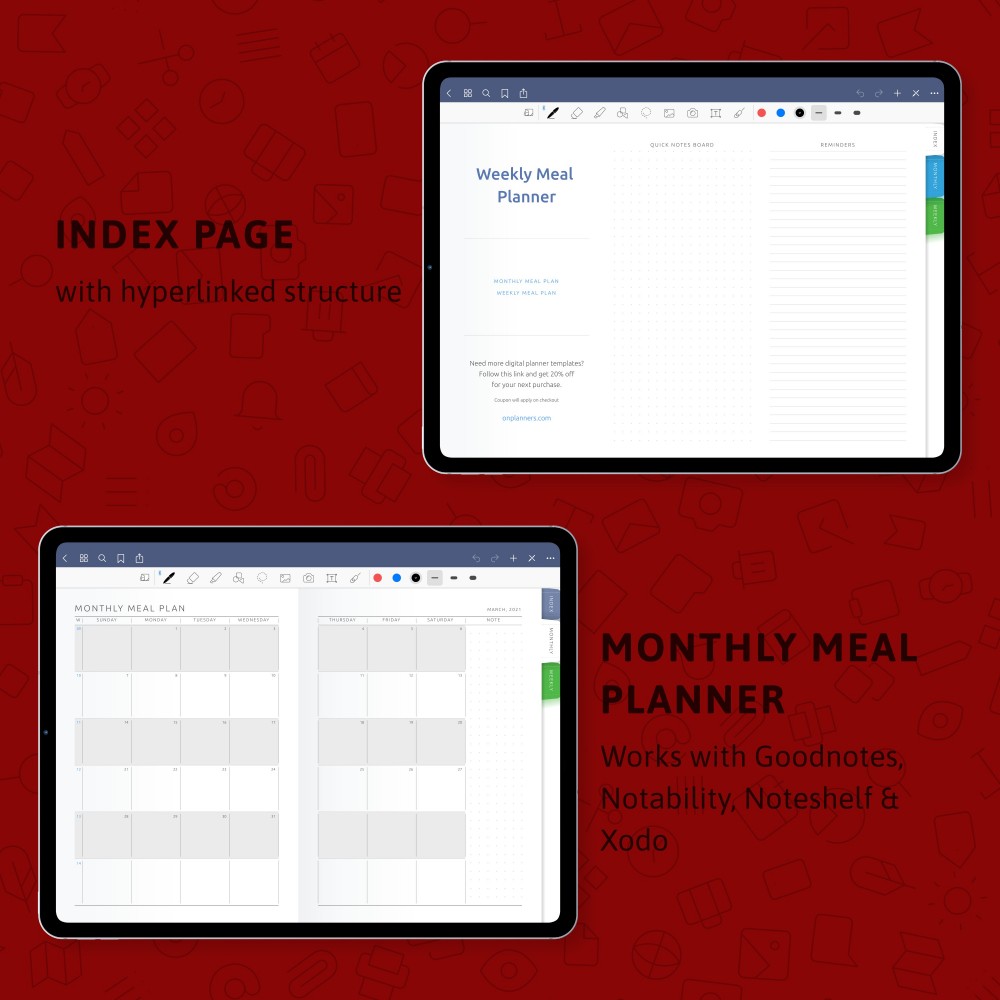 2023 Digital Weekly Meal Planner PDF