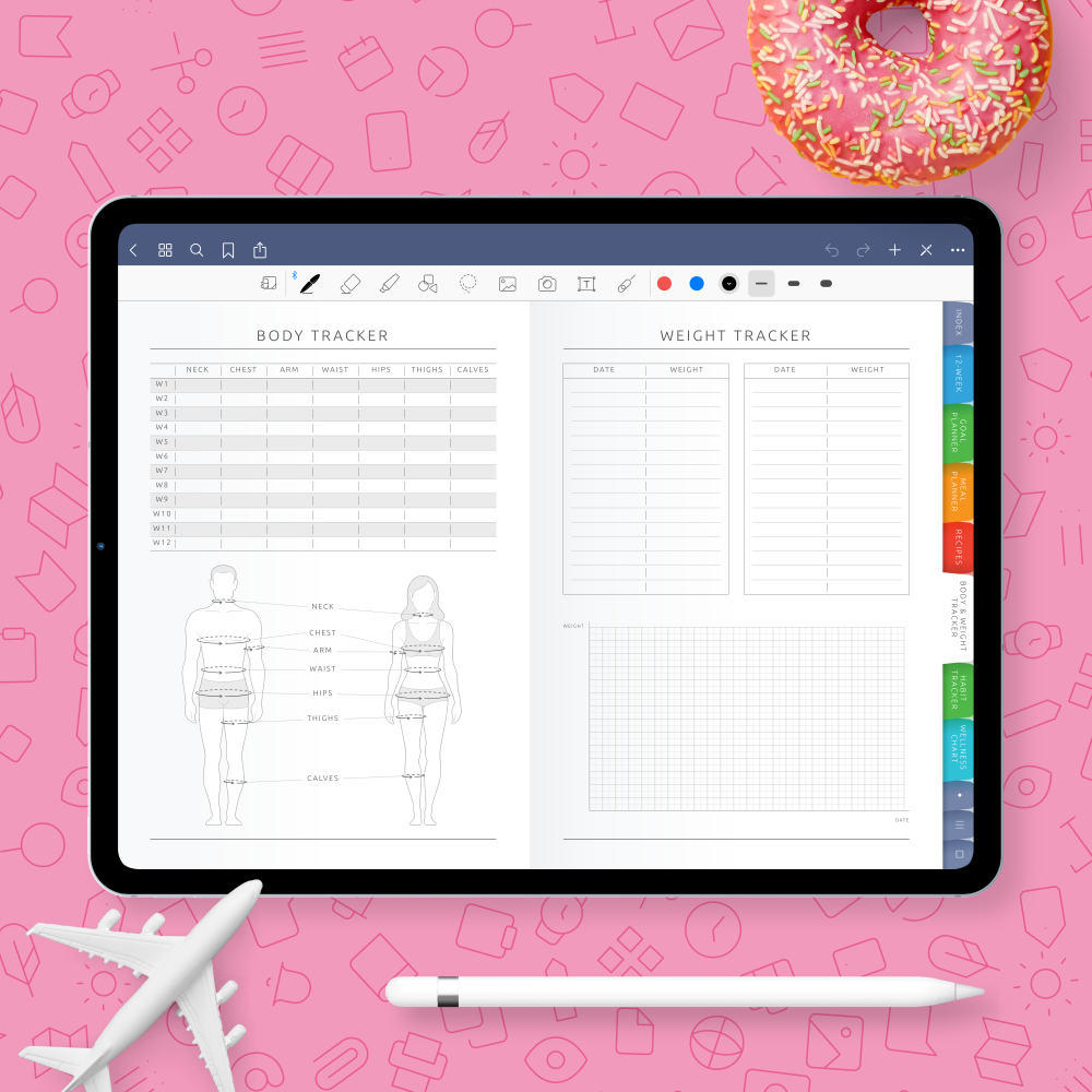 Download Digital Weight Loss Planner (Light Theme) for GoodNotes, Notability