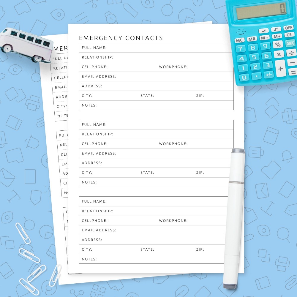 Download Printable Emergency Contacts Template Template