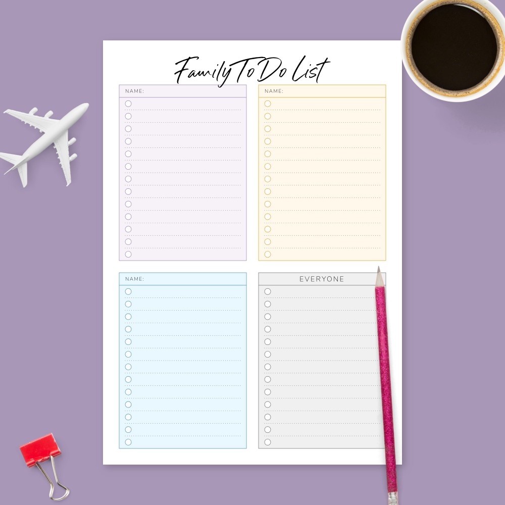 Family Household Rules & To Do List Template - Printable PDF