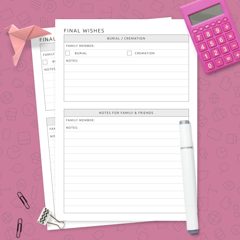 Download Printable Final Wishes Template with Notes Template