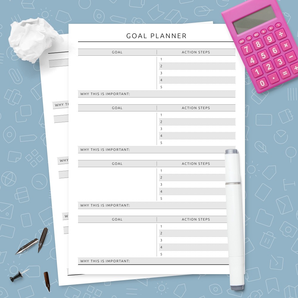 Download Printable Fitness Goal Planner Template Template