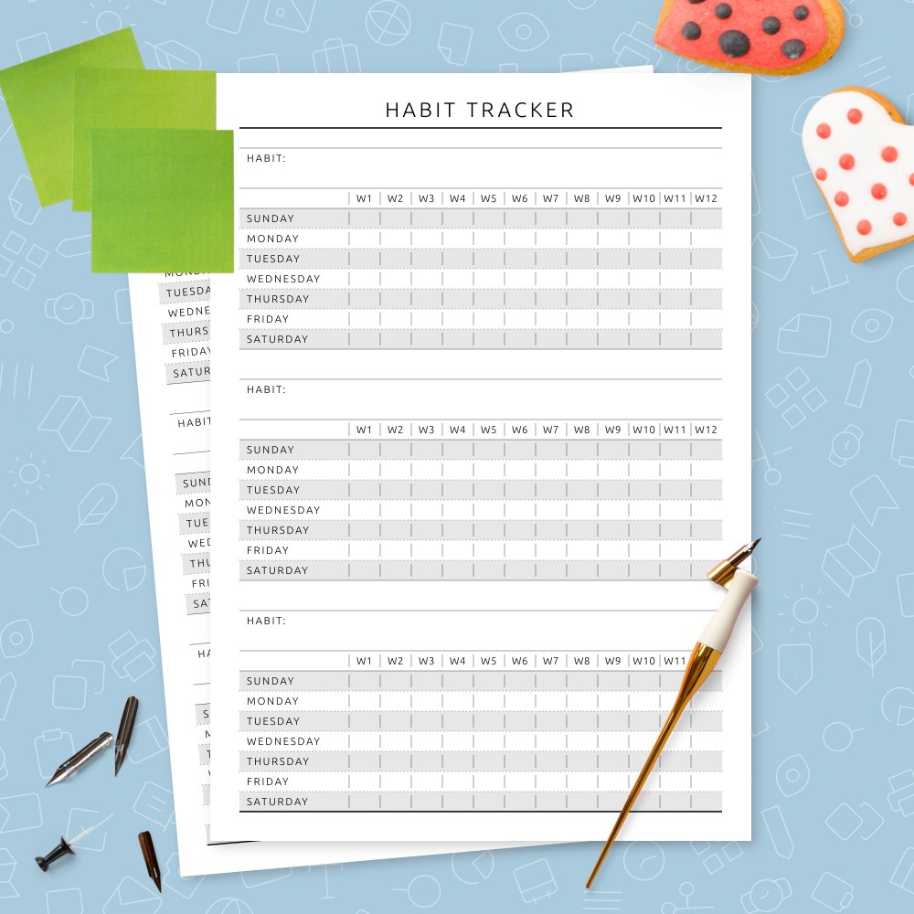 Download Printable Fitness Habit Tracker Template Template