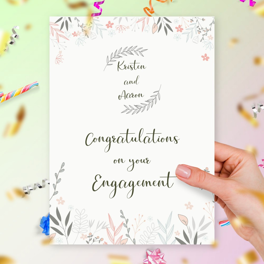 Customize and Download Floral Style Engagement Greeting Cards