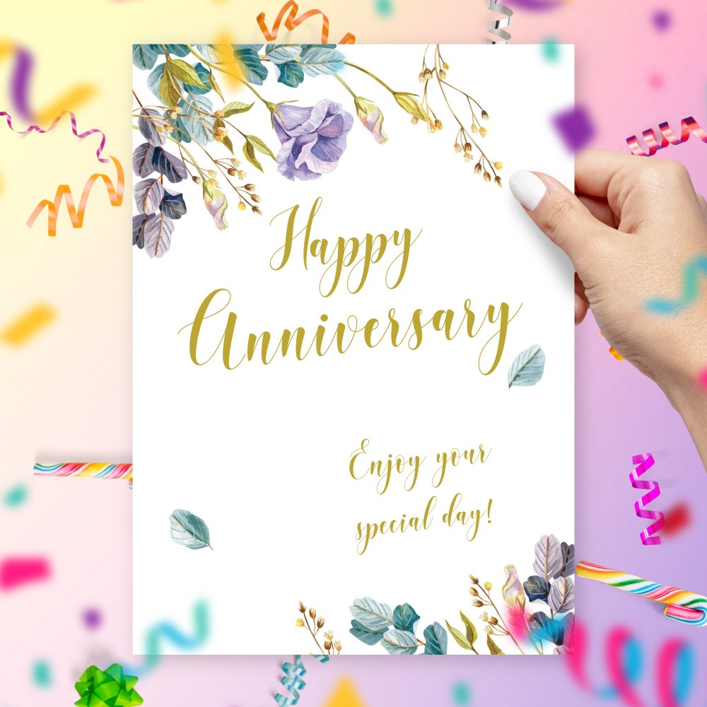 Customize and Download Floral Style Happy Anniversary Card