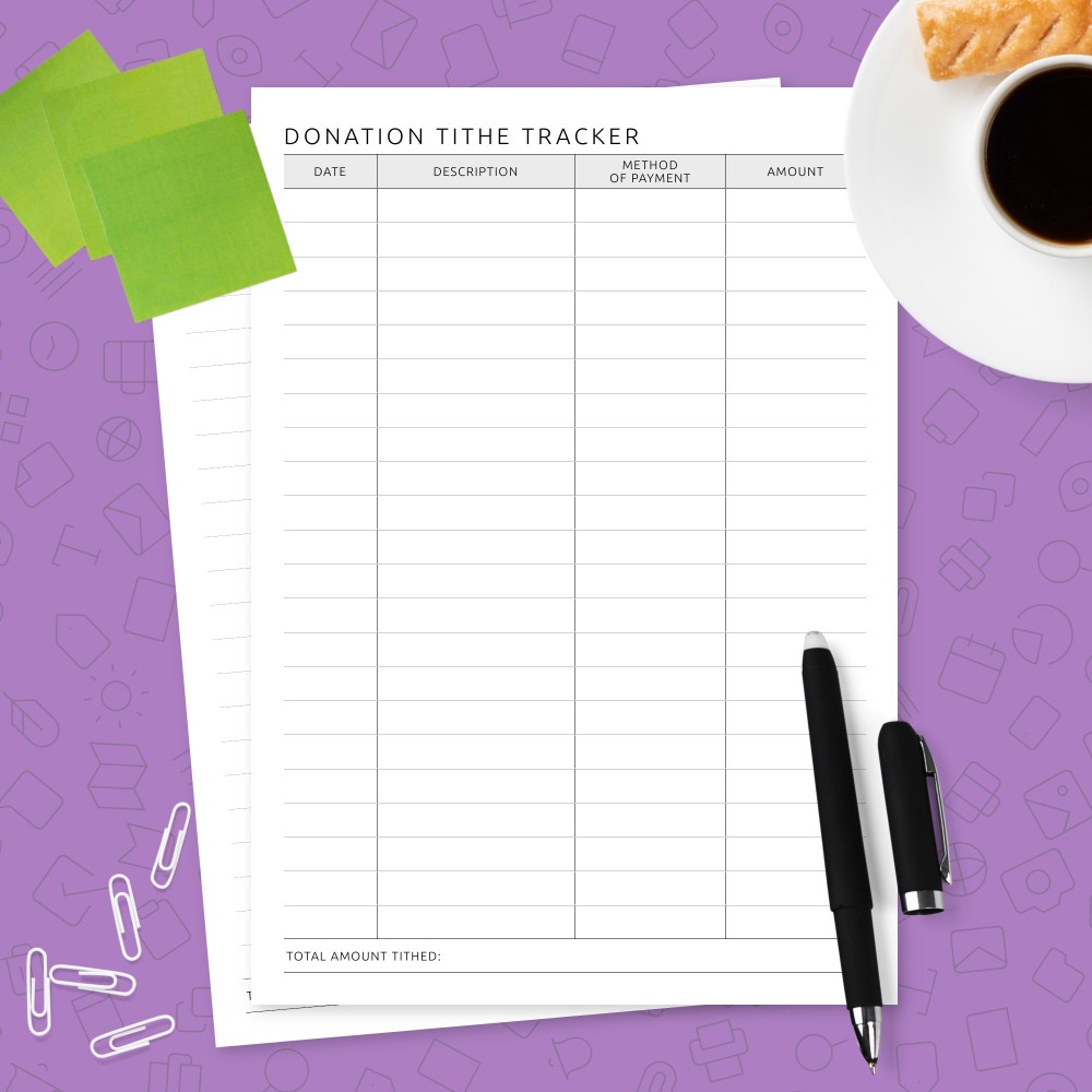 Download Printable Formal Donation Tithe Log Template Template