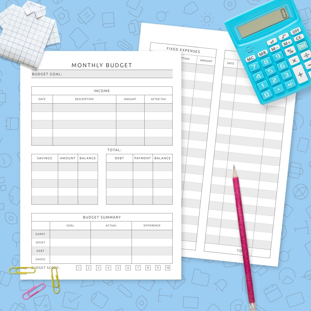 Download Printable Formal Monthly Budget Plan Template with Expense Track Template